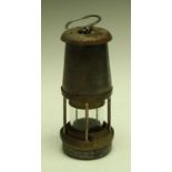 A brass based miner's lamp, The Wolf Safety Lamp Co,