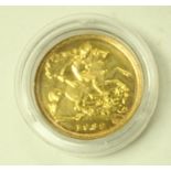 A gold half sovereign,