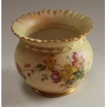 A Royal Worcester blush ivory compressed ovoid vase, fluted edge, 10cm, pattern number 1651,