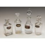 A 19th century decanter and label, Port; three others similar,