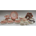 A Royal Crown Derby part tea service, burnt orange swags, pendants and borders, gilt edged,