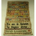 A Victorian alphabet sampler, Sarah Lawrence,