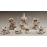 A Royal Albert Lavender Rose pattern coffee set for six, coffee pot, cream jug and sugar bowl,