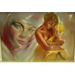 Vincenzo Gigante Portrait Studies, Mother and Child signed, oil on canvas,