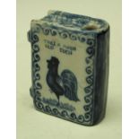 A 19th century French faience novelty snuff flask in the form of a book inscribed "Take a pinch Old