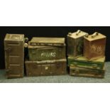 Boxes and Objects - ammunition boxes; shell petrol can;