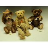 A Steiff bear, Classic Teddy Bar 33, mohair cappuccino colour; a Steiff bear, Classic Teddybar 35,