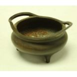 A 19th century Chinese bronze open censer,