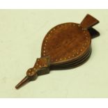 A George III treen love token carved as a pair of bellows outlined brass nails