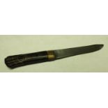 An Indian dagger, 15cm slightly curved blade, wrigglework armourer's mark as a hand,