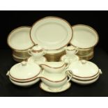 A Wedgwood Colorado pattern dinner service, comprising a pair of vegetable dishes and covers,