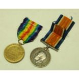 Medals, World War I, a pair, British War and Victory, named to 14439 O F Diver, Royal Artillery,