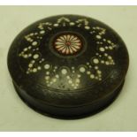 A 19th century horn circular snuff box,