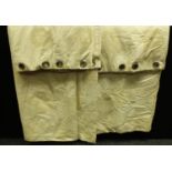 Textiles - a large pair of cream damask interlined curtains,