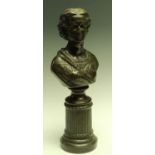 F M Miller, after, a bronzed bust of Princess Alexandra of Denmark, fluted pedestal,