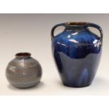 A Bourne Denby Danesbyware Electric Blue amphora vase, 24cm,