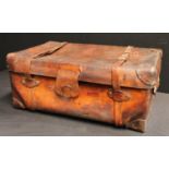A late 19th/early 20th century leather travelling trunk/suitcase, Finnigan, New Bond Street, London,