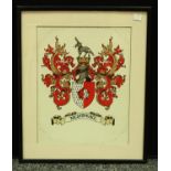 Heraldry - a watercolour armorial, the heraldic achievement of Nightingale,