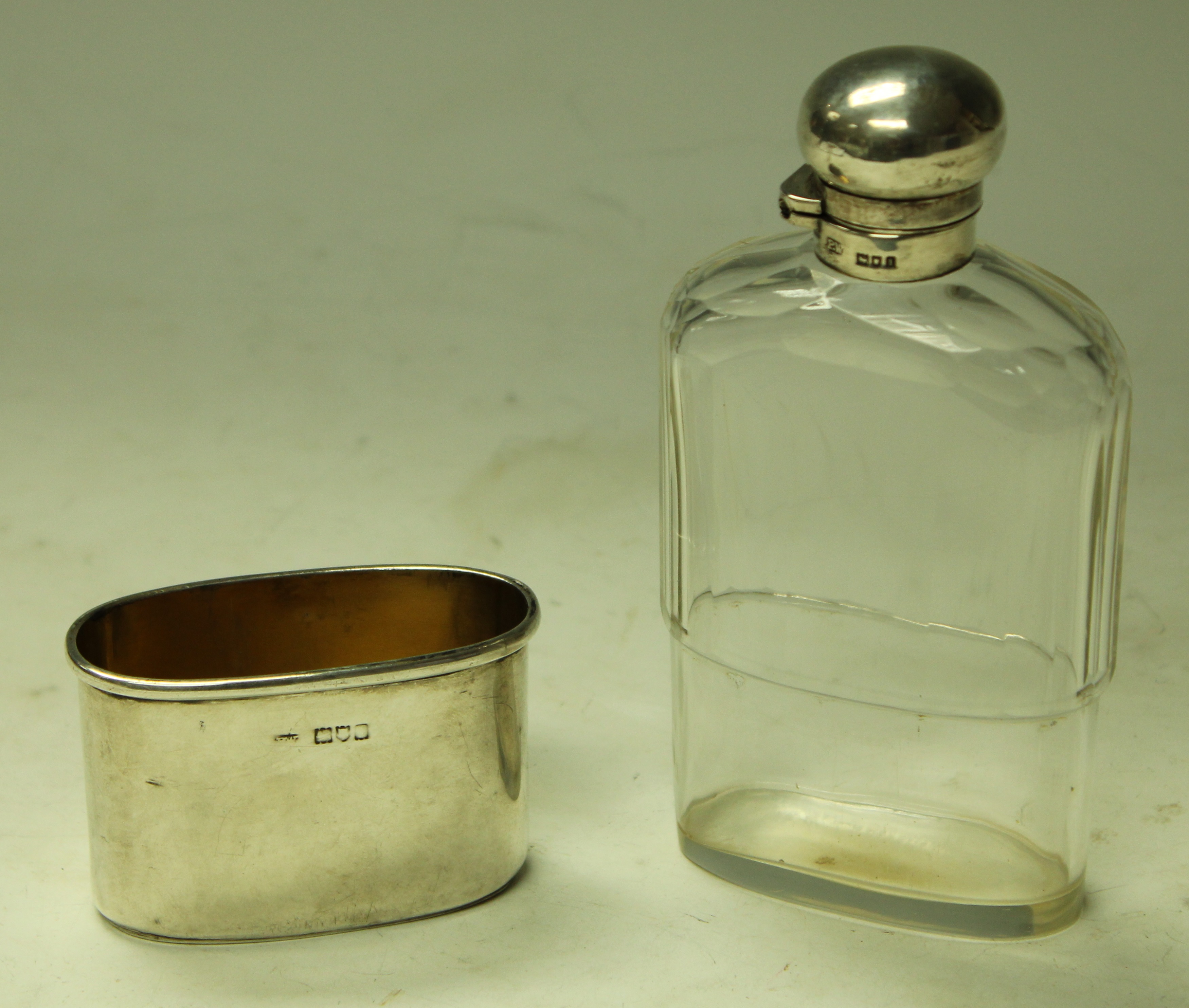 An Edwardian silver and clear glass hip flask, - Image 2 of 2