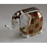 A Royal Crown Derby paperweight, Imari Elephant, gold stopper,
