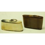 A 19th century rectangular horn snuff box with push on cover, 9cm wide, c.