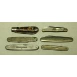A silver blade; a mother of pearl penknife;