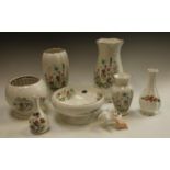 An Aynsley Wild Tudor vase, rose bowl, bowl,