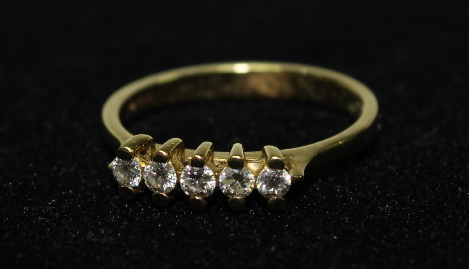 An 18ct gold five stone diamond ring, 2. - Image 2 of 2