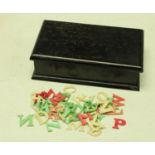 Early 20th century child's bone 'Spelling-Alphabet' letters, in green white and red,
