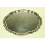 A silver salver, pie crust border, Birmingham 1973,