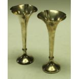 A pair of Edwardian silver mantel vases, James Dixon & Sons,