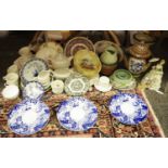 Ceramics - an 18th century Chinese blue and white plate; Royal Crown Derby Mikado dinner plates;