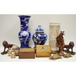 Oriental Objects - a Ho Ho bird decorated jade disc inset trinket box;
