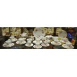 Royal Crown Derby Posies pattern teaware including teapot, milk, sugar, teacups and saucers,