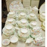 A Minton Haddon Hall pattern part tea/coffee service comprising coffee pot, two bachelor teapots,