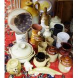 Studio Pottery - Crich pottery trivet; coffee pots; frank cooper's "Oxford" Seville marmalade,