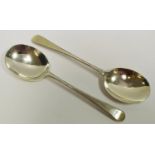 A pair of George III silver bead pattern serving spoons,