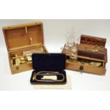 Scientific instruments including an early 20th century brass Chondrometer, cased; a Carl Zeiss,