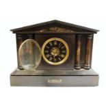 A 19th century French Belge noir architectural mantel clock