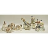 Lladro - seven examples, including a girl bathing her dog,
