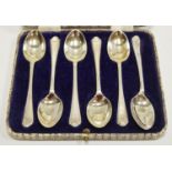 A cased set of six silver Walker & Hall teaspoons