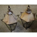 A near pair of Victorian copper and iron lanterns c.