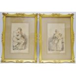 A pair of George III stipple engravings after Richard Cosway Affection & Instruction engraved by