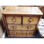 A Victorian mahogany chest of two short drawers over two long button handles 90cm high x 90cm wide