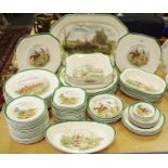 A comprehensive Spode The Hunt First Over dinner service including tureens, meat plates,