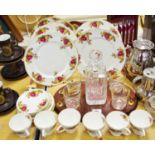 Decorative Ceramics and Glass - a Royal Albert Country Roses wall clock;