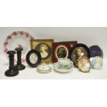 Boxes & Objects - two early 19th century portrait miniatures of elegant ladies; picture frames;