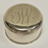 An George III silver circular box & cover, the cover monogrammed JW, EP, London 1766 53.