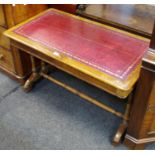 A Victorian mahogany writing desk, leather inlaid top, two short drawers to frieze,