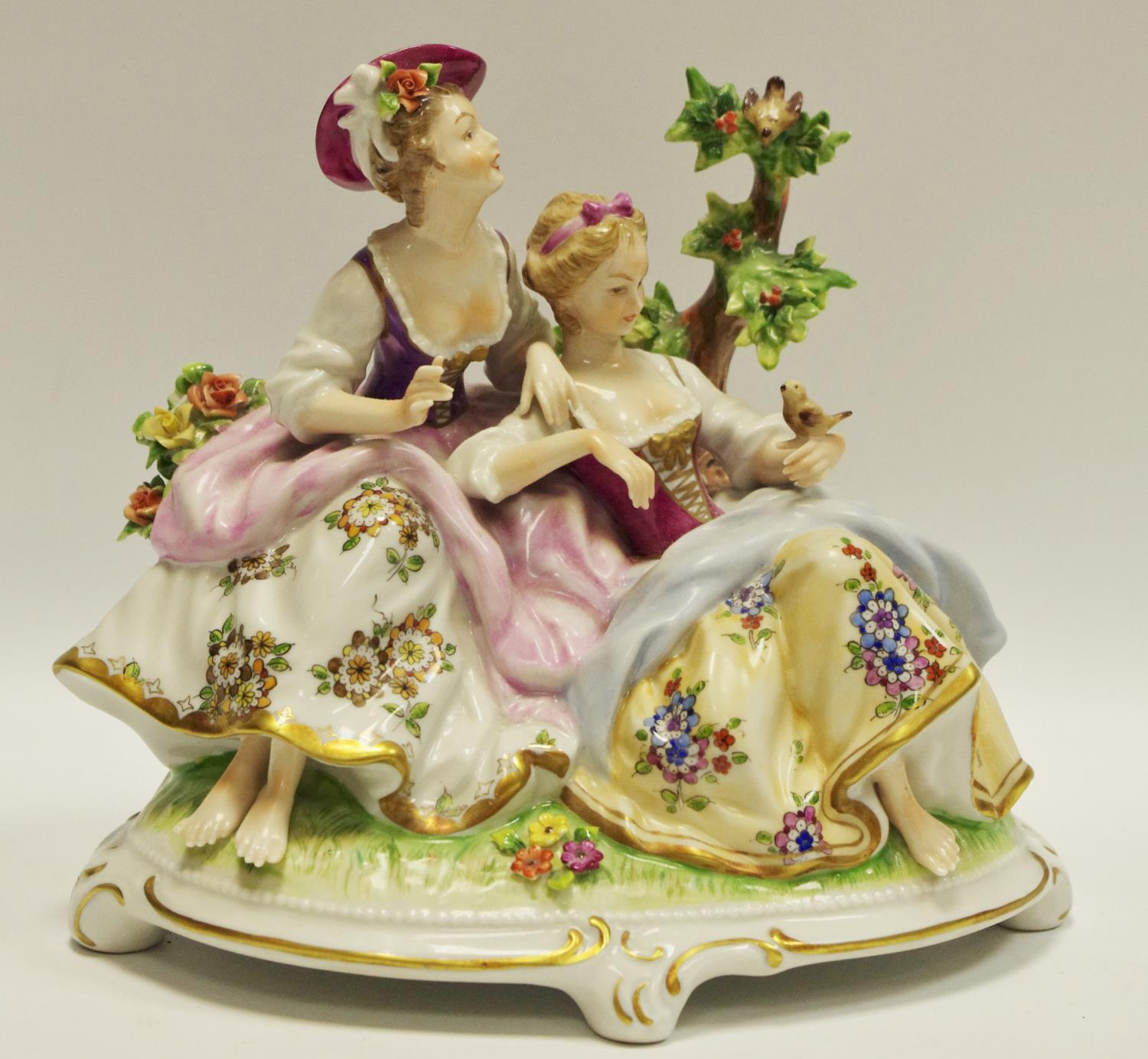 A late 19th century Dresden figural group, c.